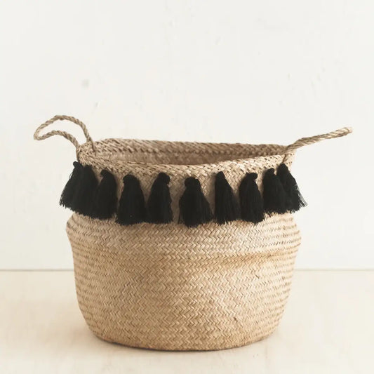 Black Tasseled Basket