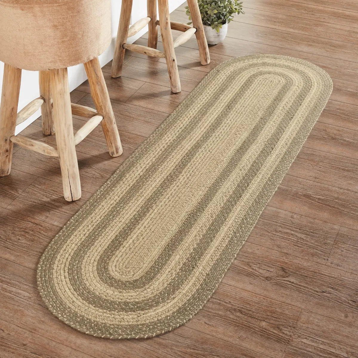 Cobblestone Jute Oval Runner In Kitchen