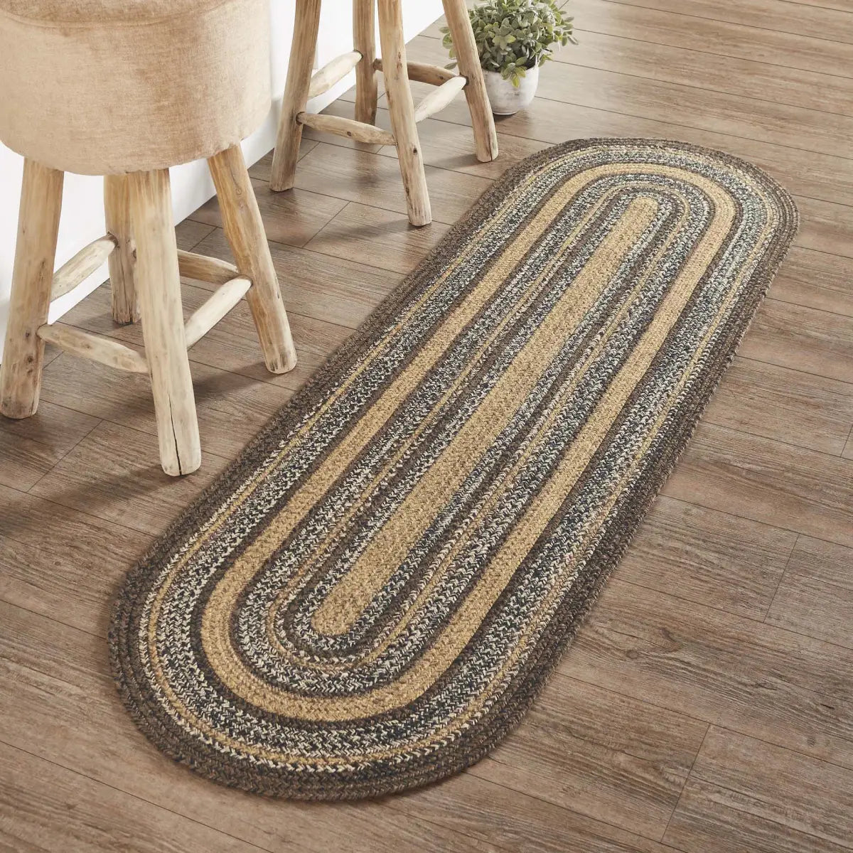 Espresso Jute Oval Runner In Kitchen