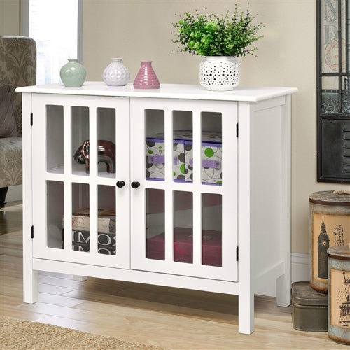 Glass Paneled White Sideboard Living Room