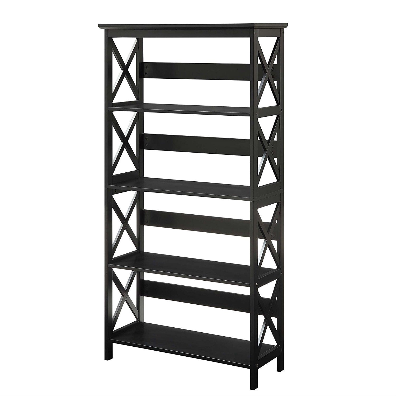 Glossy Black Bookcase Empty