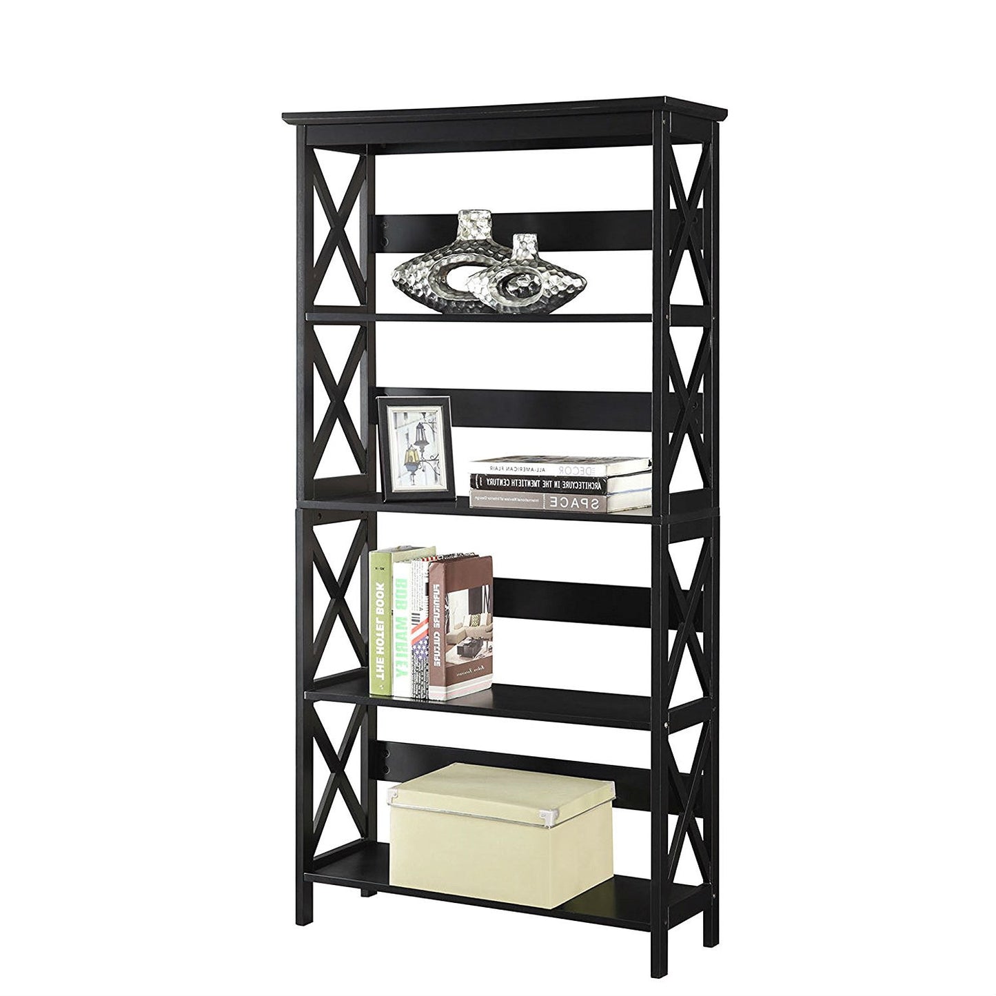 Glossy Black Bookcase No Background