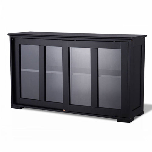 Sliding Glass Black Sideboard Empty