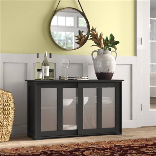 Sliding Glass Black Sideboard Living Room