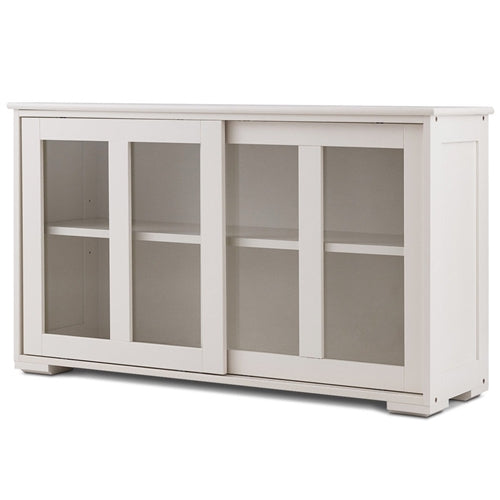 Sliding Glass White Sideboard Empty