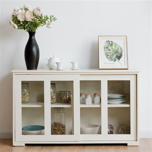 Sliding Glass White Sideboard Living Room