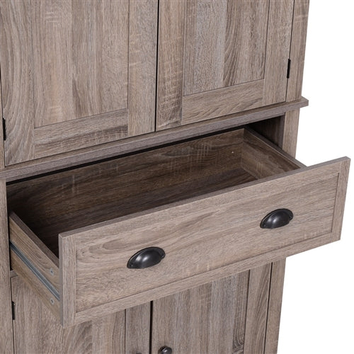 Wood Grain Kitchen Armoire Drawer Open