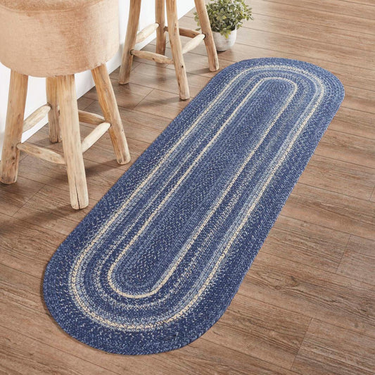 Coastal Blue Jute Oval Runner in kitchen