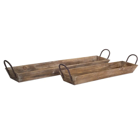 elongated wood trays