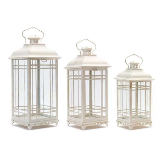 white metal oversized lanterns