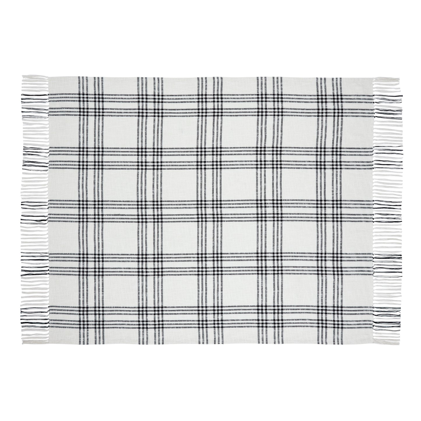 Black Plaid Woven Blanket Laid Out