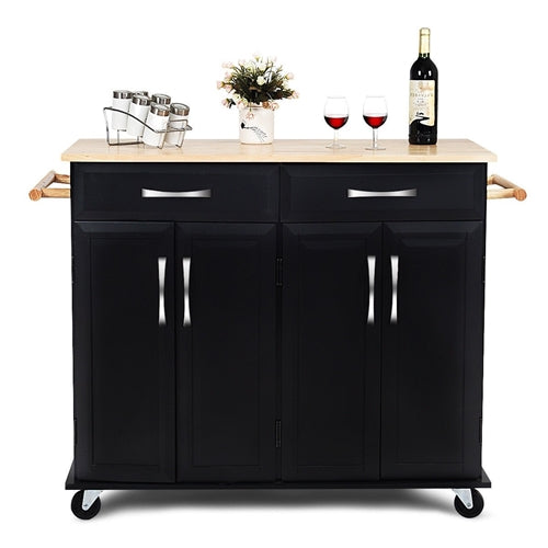 Black Wood Bar Cart Front