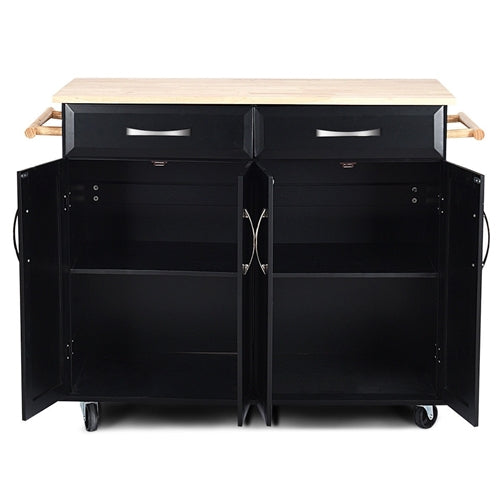 Black Wood Bar Cart Open