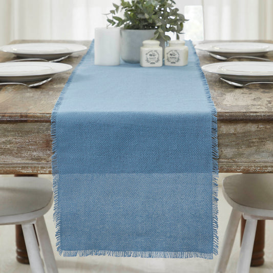 Blue Burlap Table Runner - 12x72