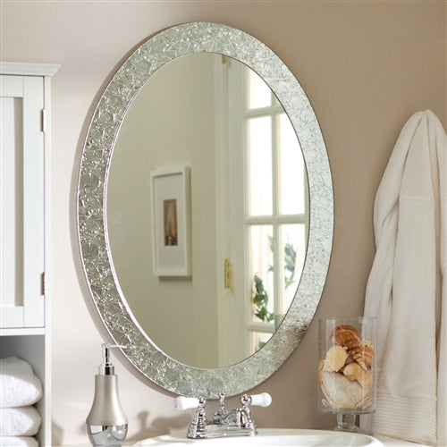 Crystalline Oval Wall Mirror in Bathroom