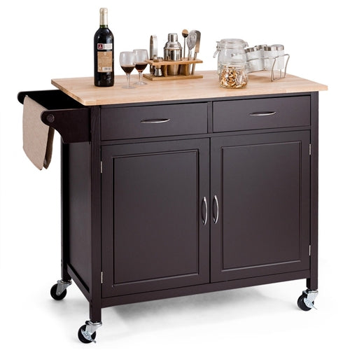 Espresso Wood Bar Cart