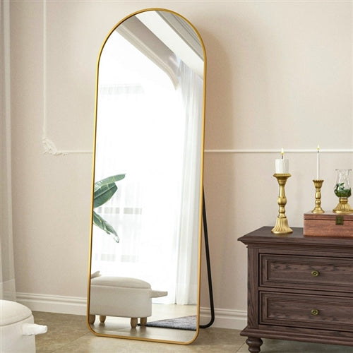 Golden Arched Full Length Mirror on Stand