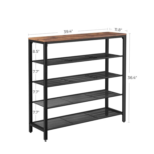 Gunmetal Entryway Shoe Rack - 5 Tier Dimensions