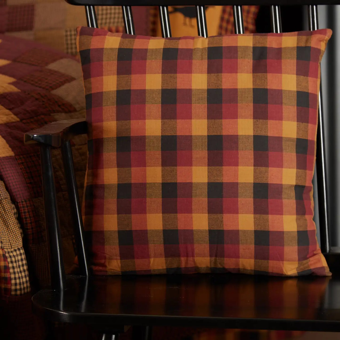 Heritage Check Throw Pillow on chair