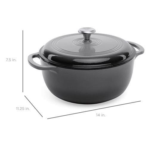 Onyx Cast-Iron Dutch Oven with Dimensions