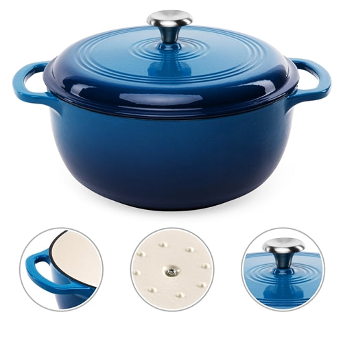 Sapphire Cast-Iron Dutch Oven with Details