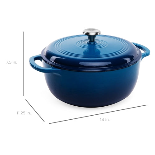 Sapphire Cast-Iron Dutch Oven with Dimensions