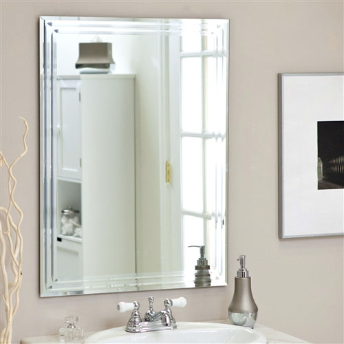 Triple-Beveled Wall Mirror In Bathroom