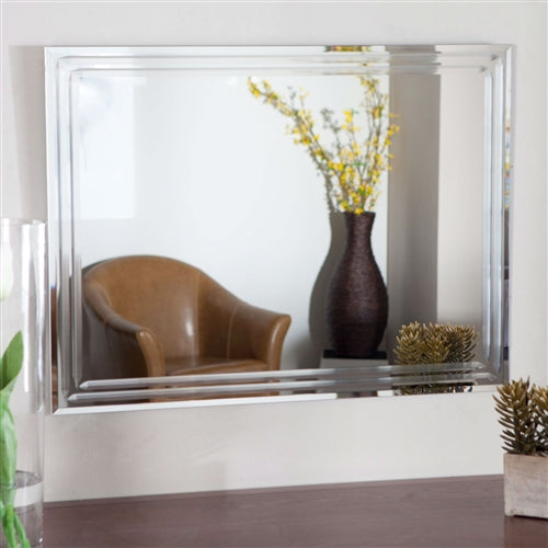 Triple-Beveled Wall Mirror In Living Room