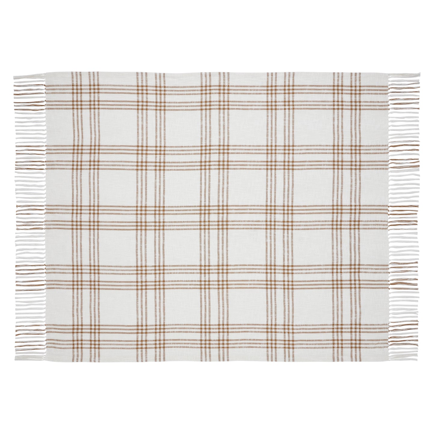Wheat Plaid Woven Blanket Laid out