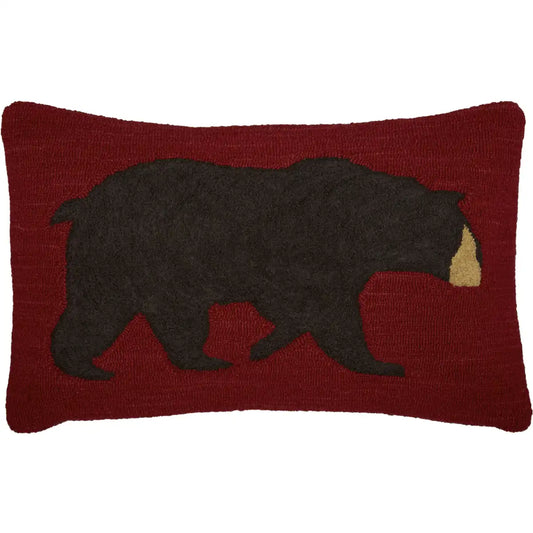 Wyatt Bear Hooked Pillow Front