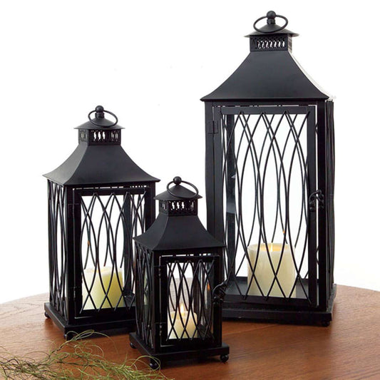 black oversized floor lantern set