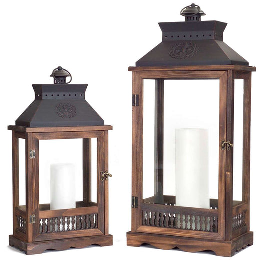 cabin wood oversized lantern set