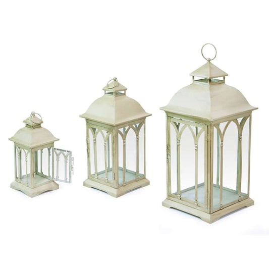 Cream Metal Lantern Set