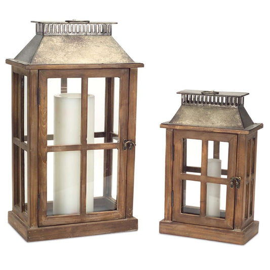 Colonial Wooden Lantern Set
